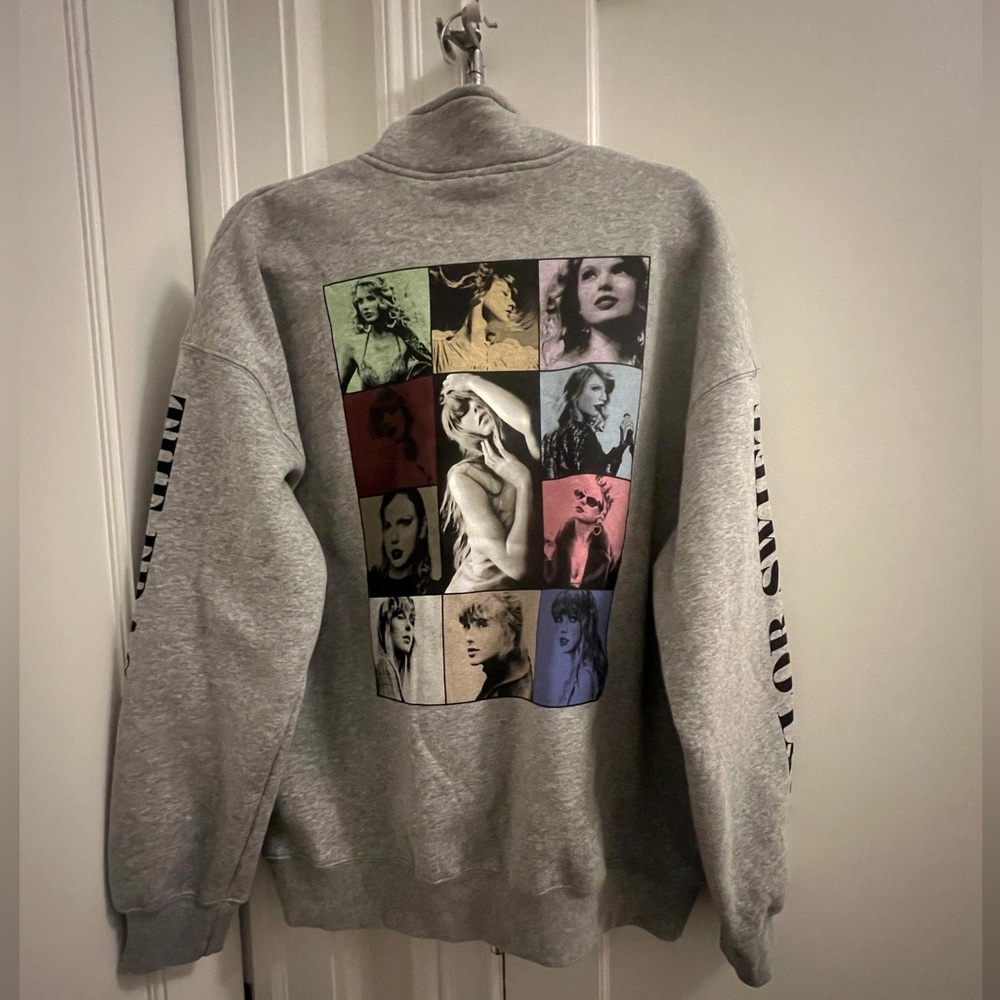 Taylor Swift Eras Tour Gray Quarter Zip size adult Medium